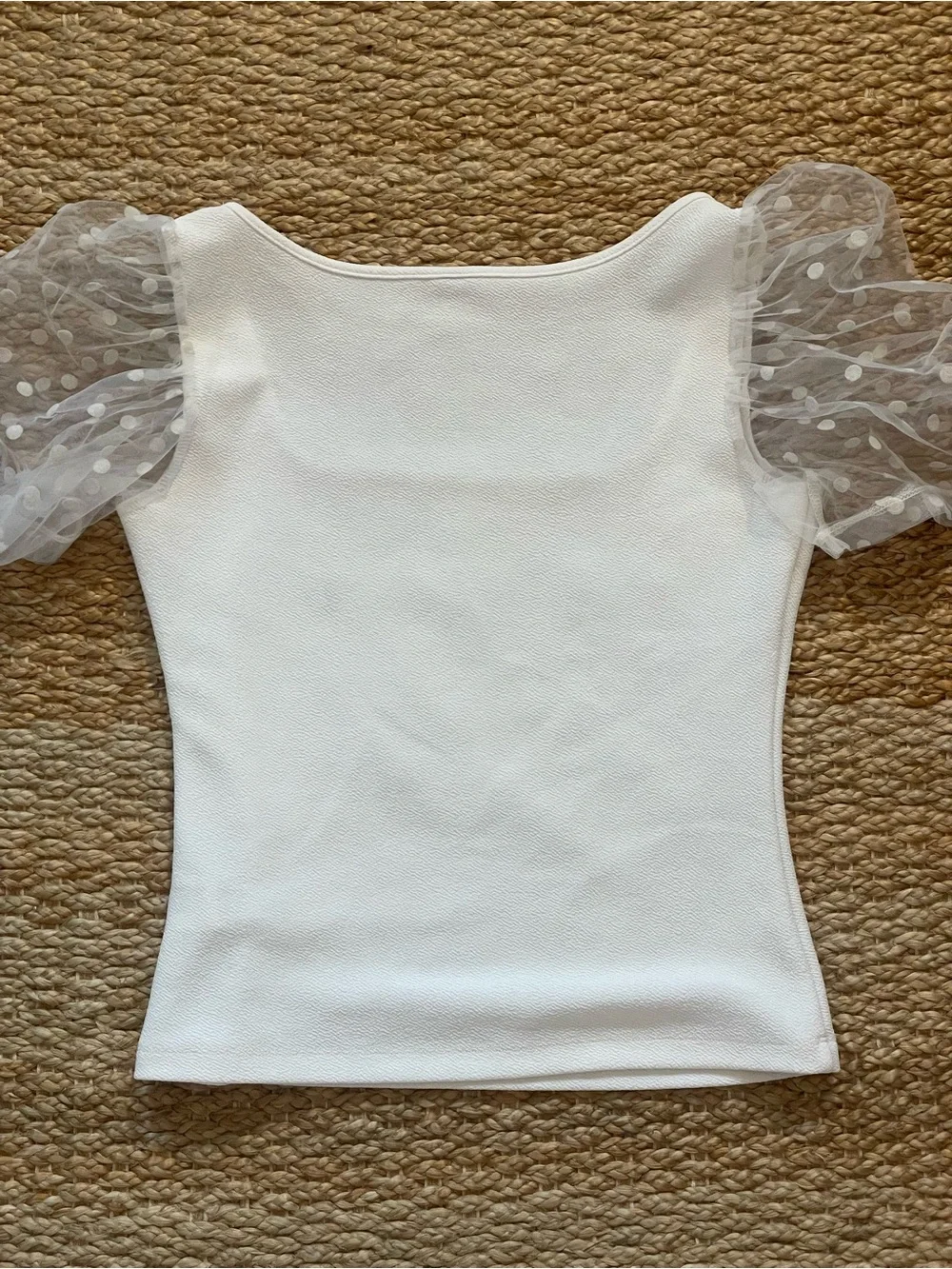 White Puff Sleeve Square Neck Top Women’s M Blouse Neckline Feminine